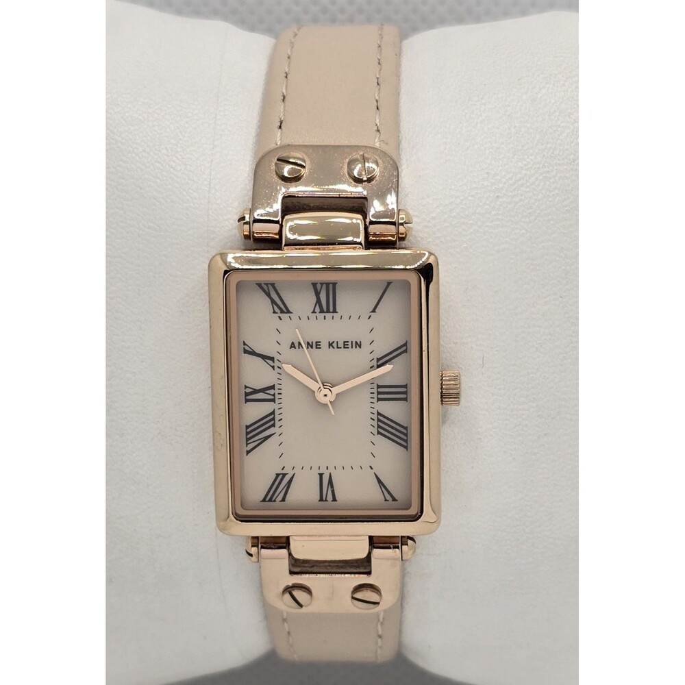 Women's Anne Klein AK/3752 Taupe Dial Rose Gold Case Tan Leather Strap Watch 03 - Picture 5 of 9